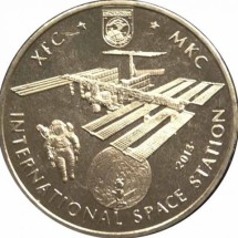 Монета 50 тенге Казахстан  Серия Космос Международная космическая станция (МКС)2013г